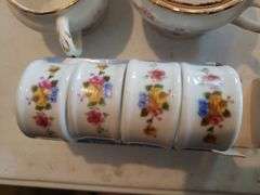 Pope Gosser Cream & Sugar Dishes, Royal Garden Teapot, & 4 Piece Porcelain Napkin Holders
