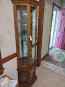 Lighted Wood & Glass Curio Cabinet Approx 25"x70"x11"