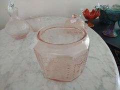 Vintage Pink Depression Glass Biscuit Jar NO Lid