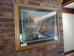 Framed J.Gibson Print - Bear & Cabin Approx 32"x26"