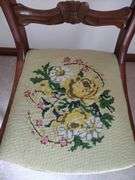 Vintage Wooden Chair w/Needlepoint Seat Approx 17"x34"