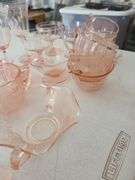 27 Pc Pink Depression Glass Assorted Glasses Cups, Candle Holder, Saucers