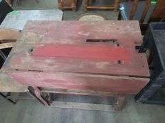 Plastic Cart, Wooden Work Bench, & Wooden Chair