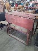 Plastic Cart, Wooden Work Bench, & Wooden Chair