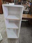 2 Pc. Corner Storage Cabinet W/Coat Hooks - Approx 34" x 22" x 18" & 4 Shelf Stand- Approx 12" x 12" x 31" Tall