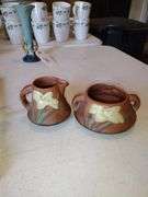Roseville Pottery Zephyr Lily Creamer & Sugar Bowl