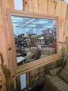 Oak Double Bow Bed Frame Approx. Full & 7 Drawer Dresser w/Mirror Approx 65"x26"x30" Tall-Mirror 50"x46"-8 Shelves Book Shelf Approx 24"x16"x66" Tall