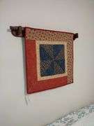 22"x22" Hand-quilted Wall Hanging & Wooden Holder/Hanger - (bedroom 2)