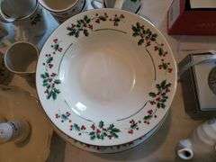 Approx. 33 Pieces of Gibson Dishware, Plates, Cream Dish, Sugar Dish, Mugs, and Salt & Pepper Shakers