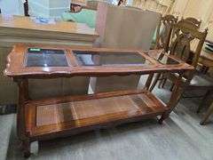Sofa Table W/ Glass Inserts (Approx 53: x 17" x 27" Tall