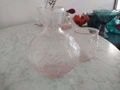 Vintage Pink Depression Glass Water Tumbler & Glass