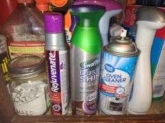 Large Assortment of Cleaning Supplies & Plasticware (Partials)