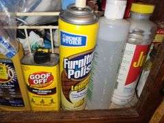 Large Assortment of Cleaning Supplies & Plasticware (Partials)