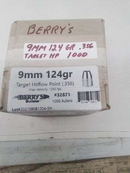 1000cnt. 9mm bullets 124gr THP