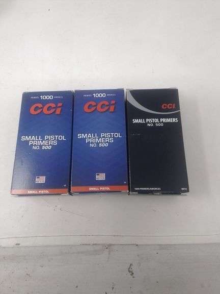 3 1000ct. CCI no. 500 small pistol primers