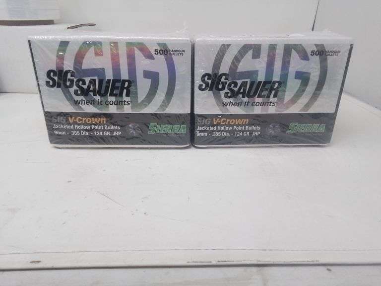 2-500cnt 9mm bullets 124gr JHP Sig Sauer
