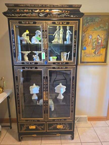 Drexel Lighted Asian Display Cabinet (Contents Not Included)