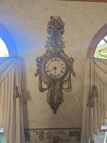 Decorative Roman Numeral Hanging Clock (Approx 38 x 17)
