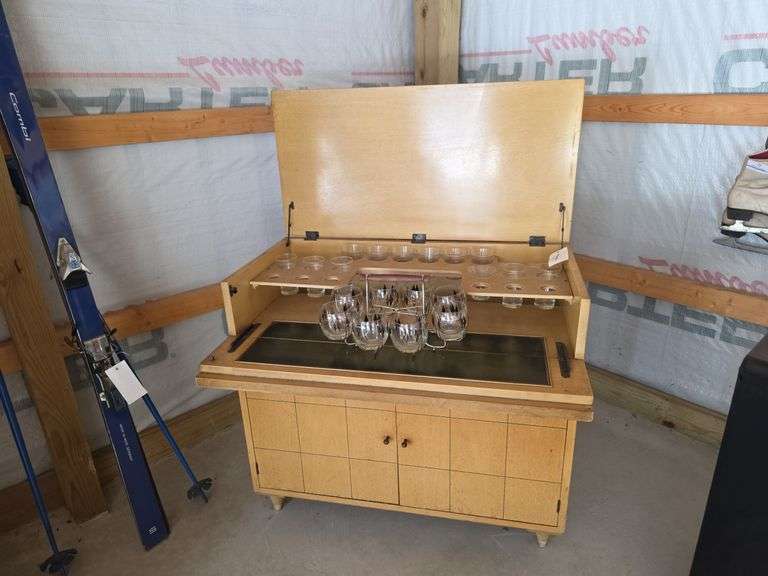1955 Vintage Bar Cabinet With Extra Glasses