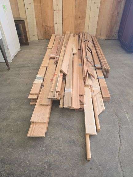 Assorted New Oak, Cherry, & Pine- Trim and Base Boards Between 3 & 7 ft Approx. 50 Pcs