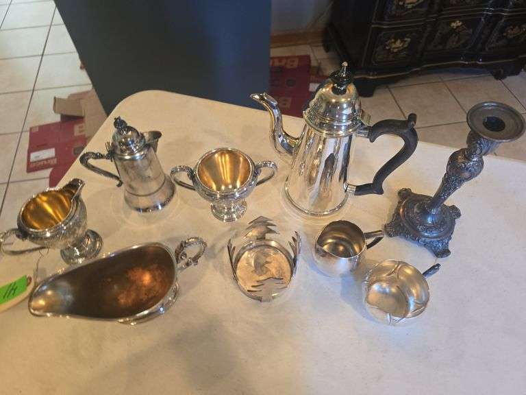 Assorted Silver Plate and Decor (Approx 9 Pcs)