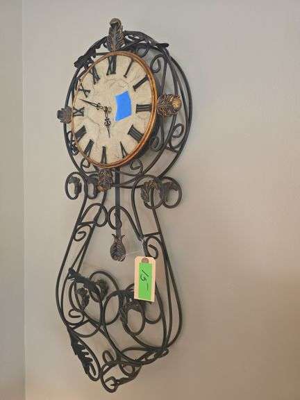 Wrought Iron Wall Clock (Approx 2.5 ft)
