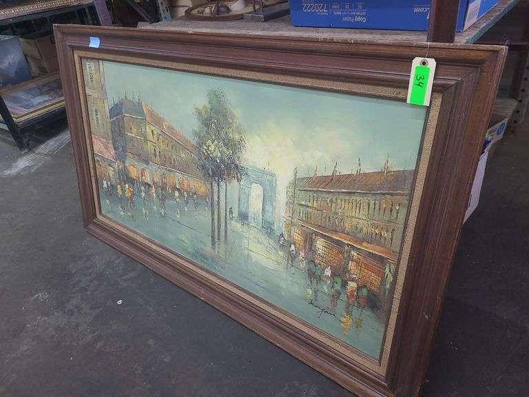"Arc De Triomphe" Large Signed Framed Oil Painting