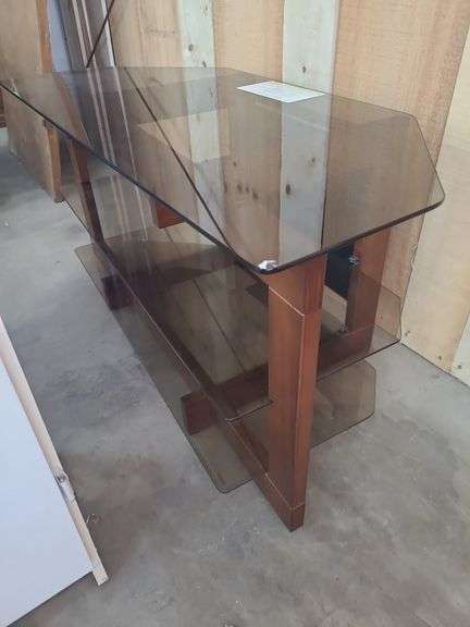 Glasstop TV Stand With Glass Shelves