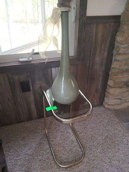 Glasstop Side Table And Vase