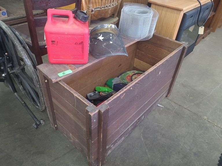 Wooden Box, Gutter Guard, Face Shield, And Nerf Toys