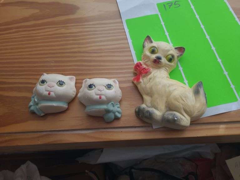 3 Vintage Chalkware Cats (Some Chips)