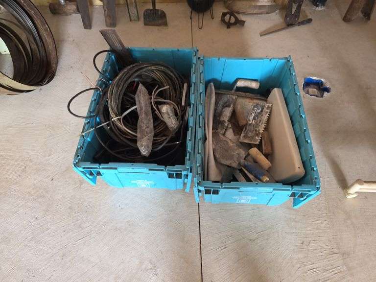 2 Totes of Masonry and Other Tools