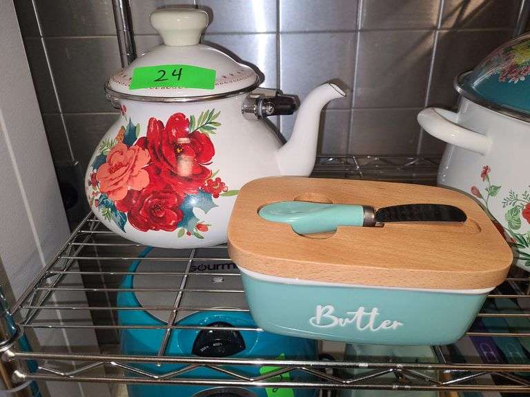 Pioneer Woman Tea Kettle And Butter Dish