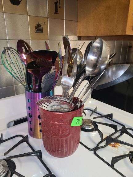 2 Utensil Holders And Utensils