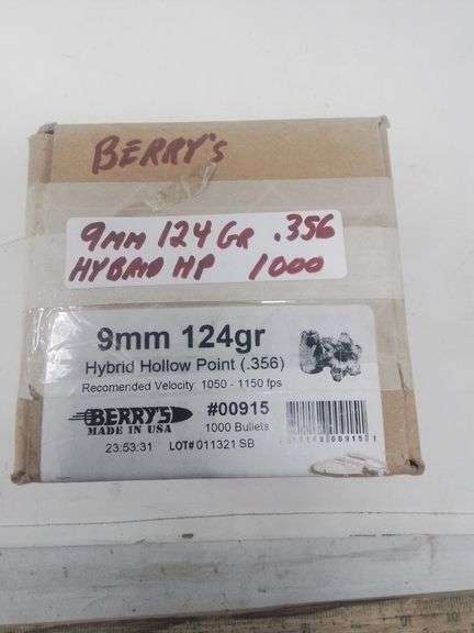 1000cnt. 9mm bullets HHP