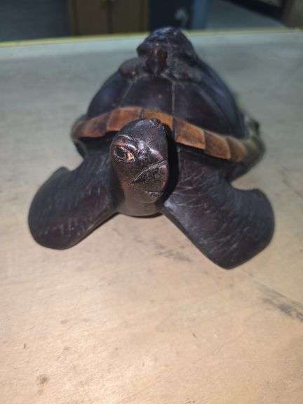 Hand-Carved Wooden Turtle Decor
