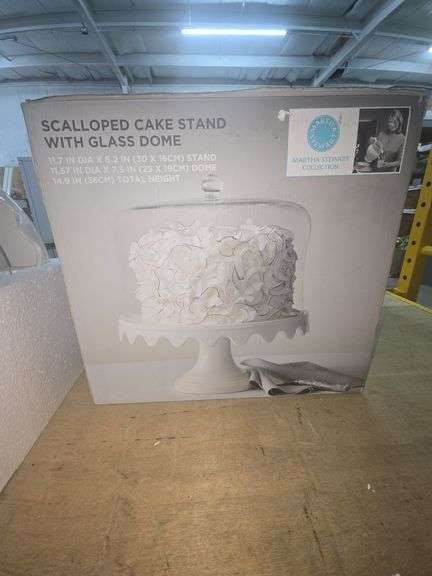 Martha Stewart Collection Scalloped Cake Stand with Glass Dome