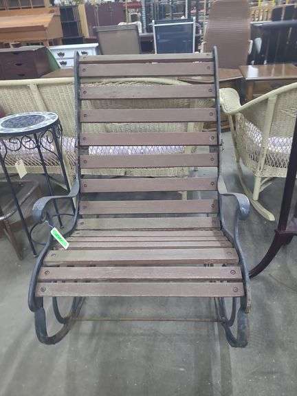 Wooden And Cast Iron Rocking Chair - Baer Auctioneers - Realty, LLC