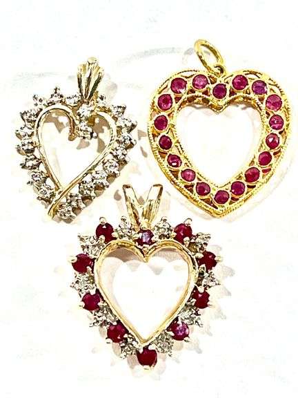 4.9 Grams 10K Gold Heart Pendants