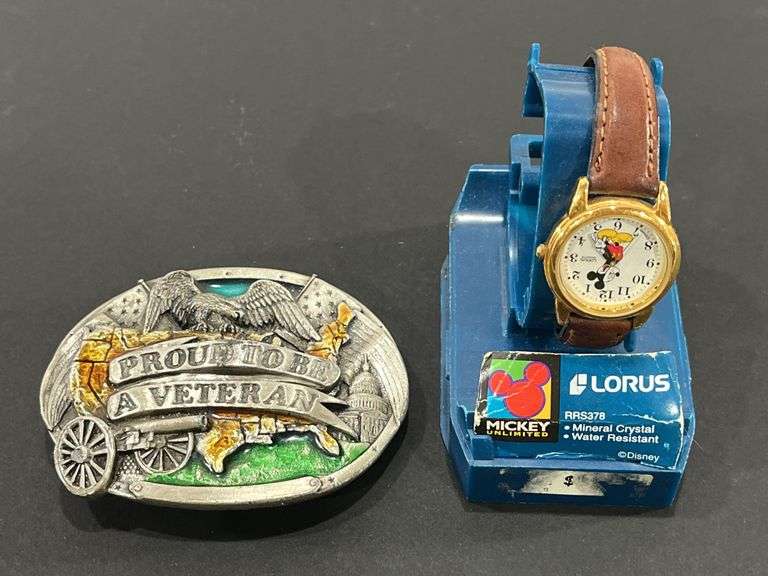 Lorus Disney Watch & Veteran Belt Buckle