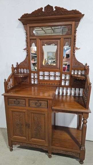 VTG Beautiful Carved Wood Buffet Cabinet