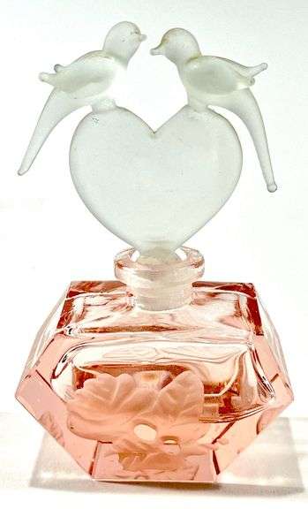 Frosted Pink Lovebirds Perfume Bottle