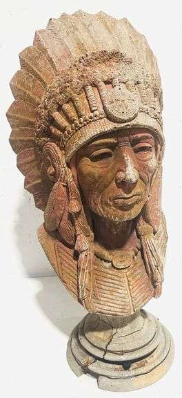 24” Stone Native American Concrete Bust
