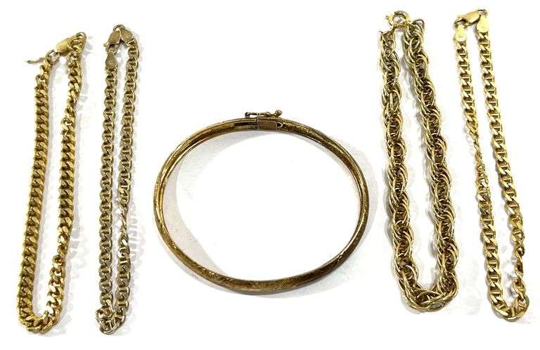 37.4 Grams Sterling Silver Gold Toned Bracelets