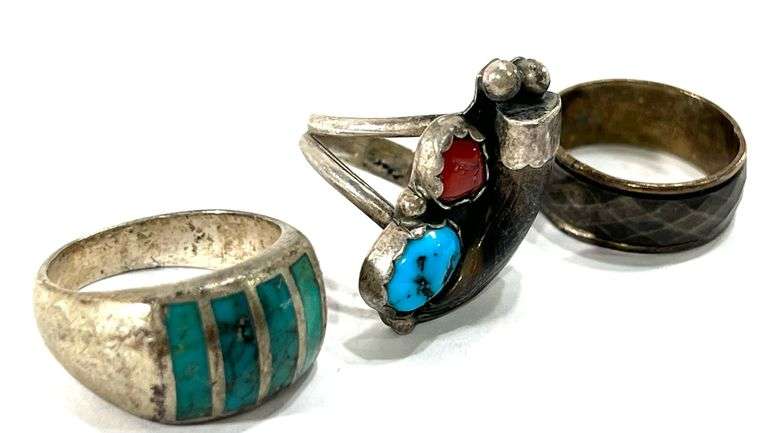 21 Grams Sterling Silver Turquoise Rings Sz 9