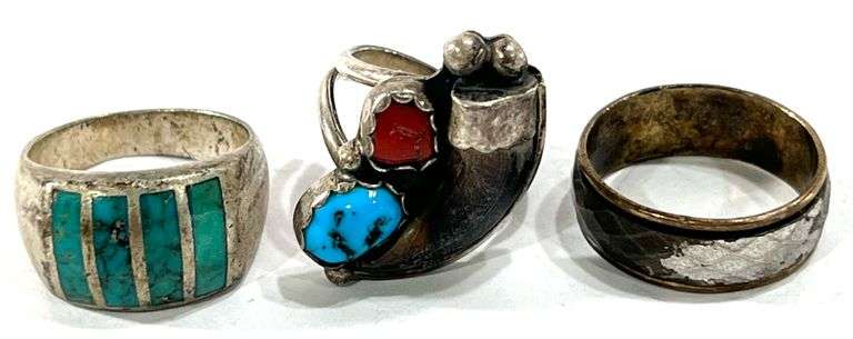 21 Grams Sterling Silver Turquoise Rings Sz 9
