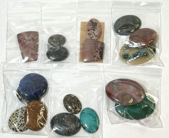 (17) Assorted Cabochons--Turquoise, Rhyolite, Malachite, More!