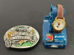 Lorus Disney Watch & Veteran Belt Buckle