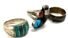 21 Grams Sterling Silver Turquoise Rings Sz 9