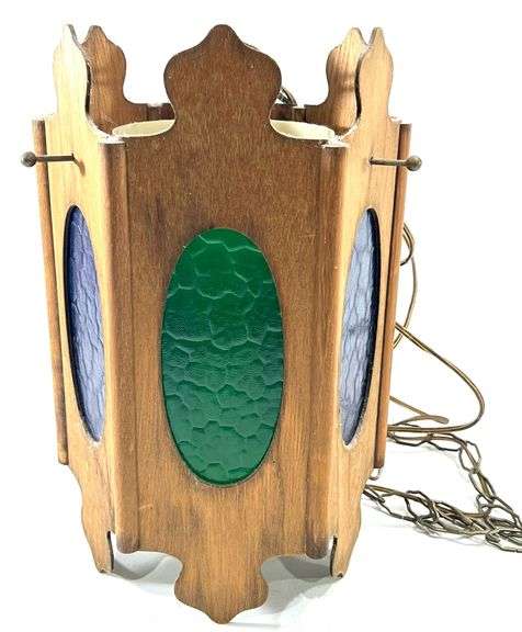 Vintage Mid Century Blue / Green Swag Lamp